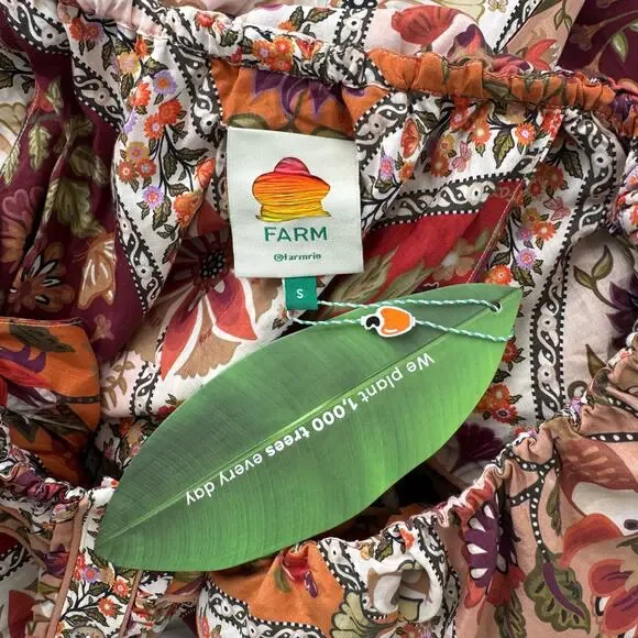 Farm Rio Romantic Nature Multicolor Off-The-Shoulder Ruffle Midi Dress - Picture 9 of 9